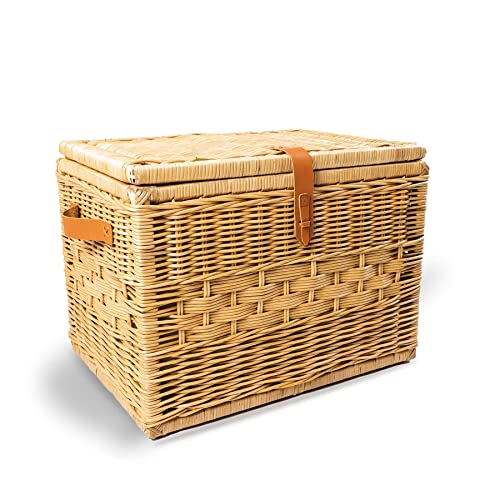 The Basket Lady Deep Wicker Storage Trunk, Large, 24 in L x 17 in W x 17.5 in H, Sandstone
