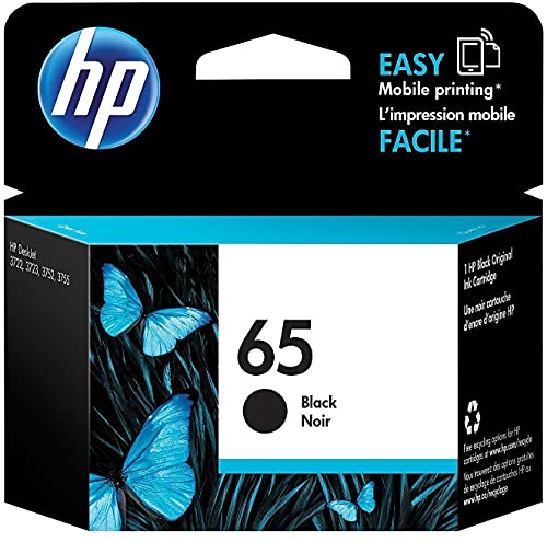HP 65 Black Ink Cartridge | Works AMP 100 Series, DeskJet 2600, 3700 Series, Envy 5000 Series | Eligible for Instant Ink | N9K02AN (Pack of 2)