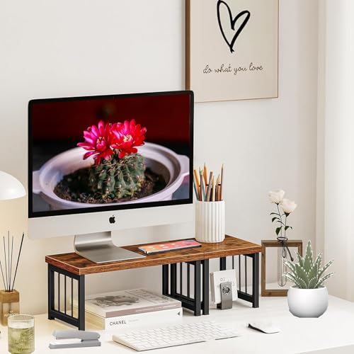 Wood Desktop Bookshelf, Desk shelf for top of Desk, Desk Organizer Rack, Counter Top Bookcase,small desk hutch top only, Office Desktop Shelves, Table Book Shelves, Rustic Brown