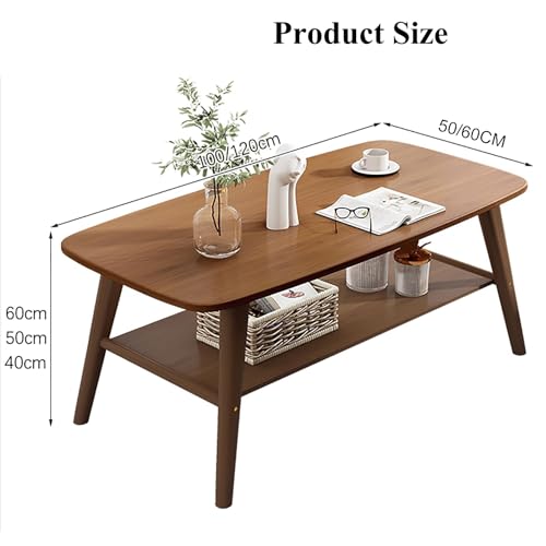 Coffee Table, Minimalist Center Table, Coffee Table with Open Partitions, Bamboo Sofa Table Side Table, Solid Bamboo Legs, Modern Simple Rectangular Cocktail Tea Table for Bedroom Home Office (Color