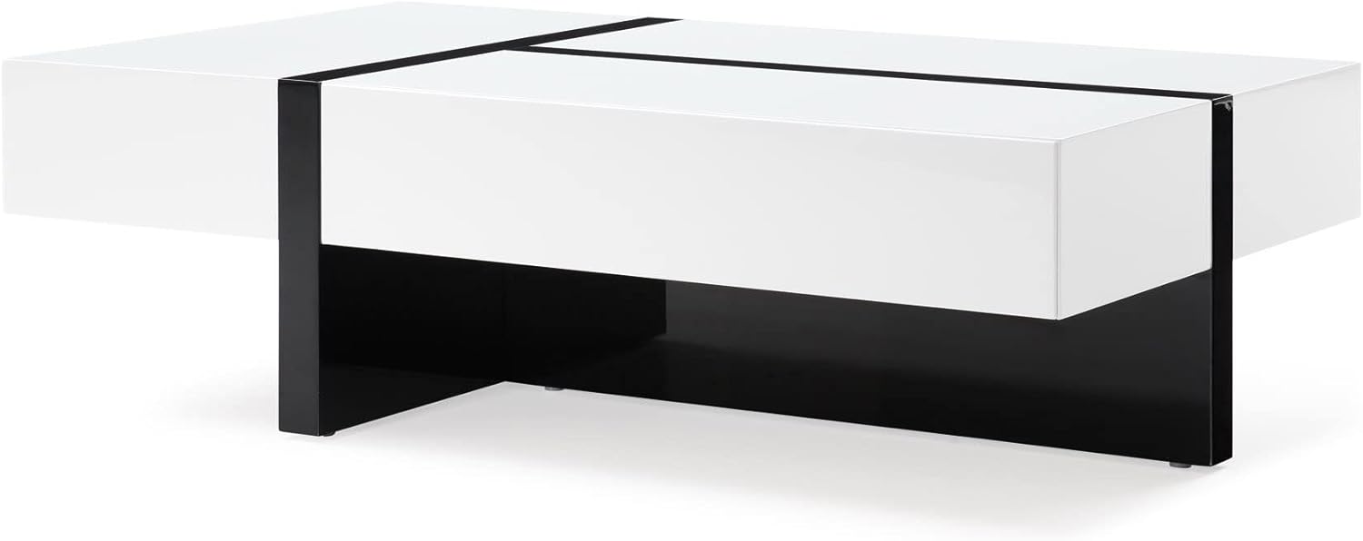 ZURI Furniture Mcintosh Rectangle Coffee Table with Storage Drawers - White and Black