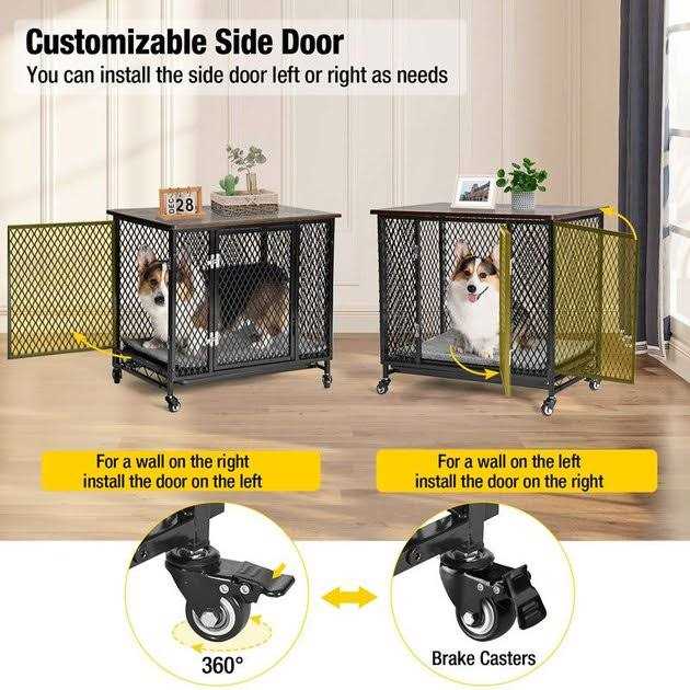 Aivituvin Dog Crate Furniture Side End Table with Tray AIR79 - Pet Supplies online store