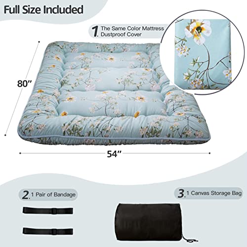 MAXYOYO Floral Printed Rustic Style Japanese Floor, Futon Mattress for Adults Foldable Roll Up Camping Mattress Floor Lounger Bed Couches and Sofas Twin Size