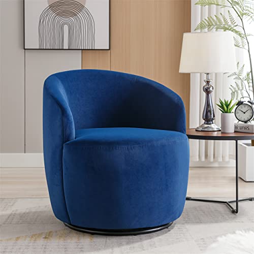 Swivel Accent Chair, Modern Swivel Barrel Chair, Teddy Fabric Upholstered Sofa Armchair, Round Swivel Chair Back Chairs with Metal Base for Nursery,Bedroom, Living Room, Hotel,Office,Light Blue