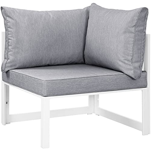 Modway Fortuna Aluminum Outdoor Patio Ottoman in White Gray