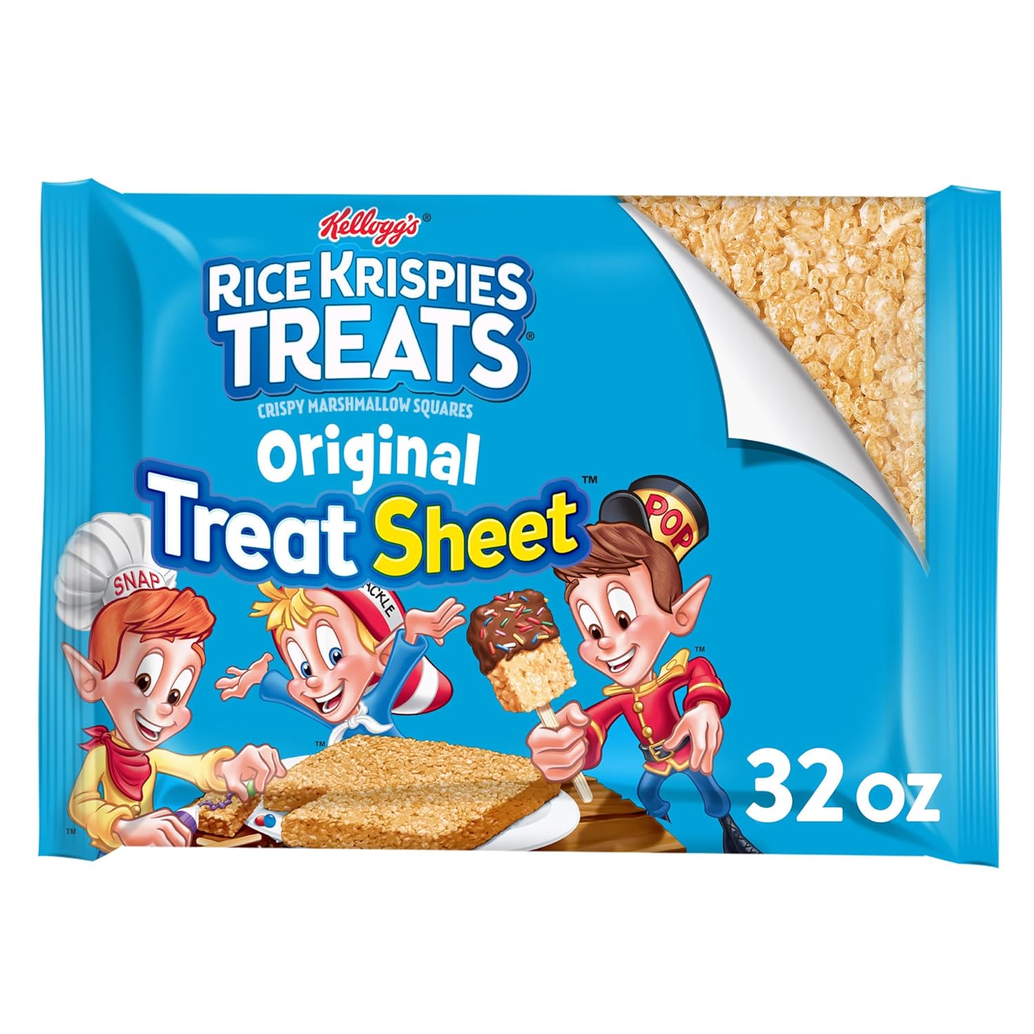 Rice Krispies Treats Marshmallow Snack Sheet, Kids Snacks, Treat Making, Baking Project, Original, 32oz Sheet (1 Sheet)