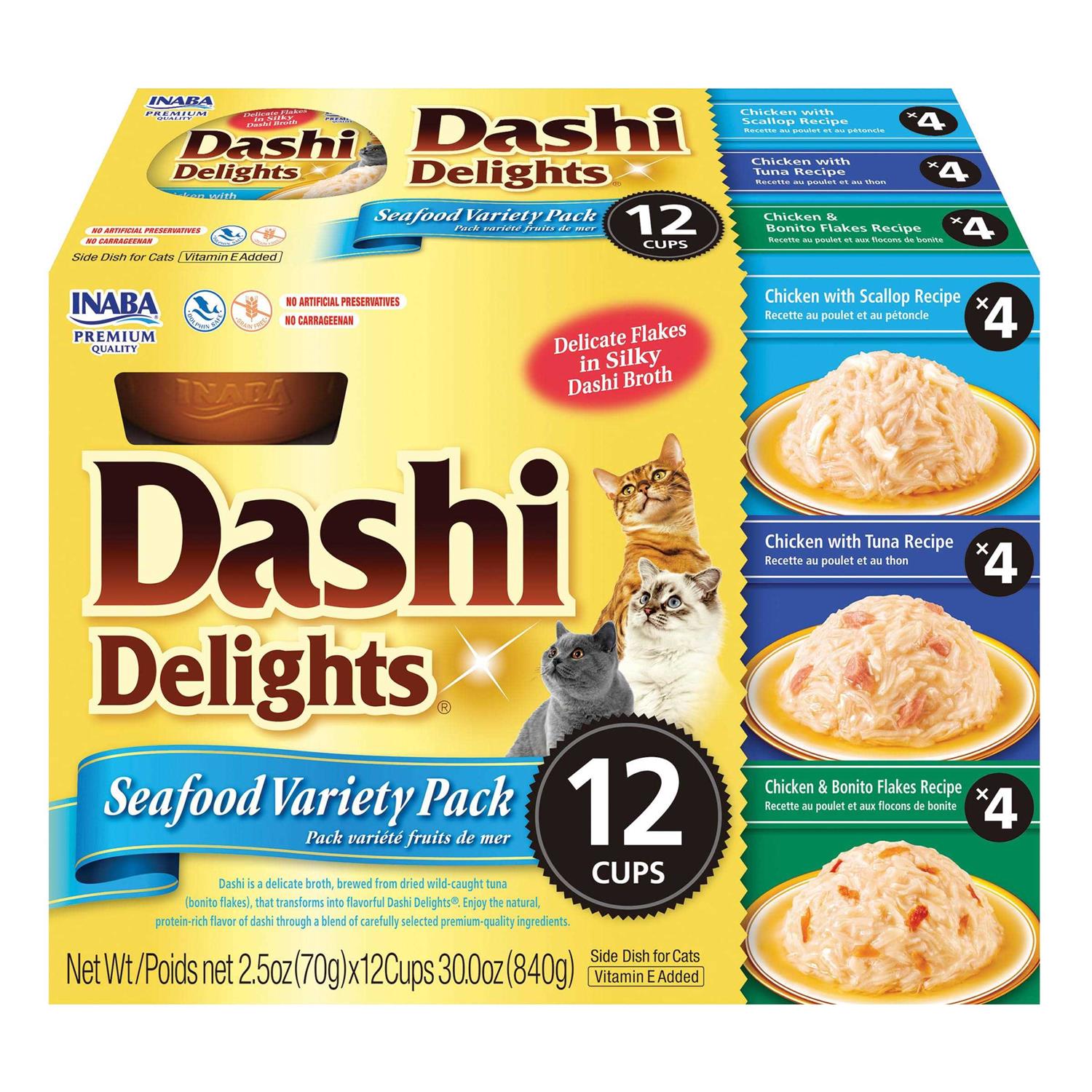 Inaba Dashi Delight Flavored Variety Pack Bits in Broth Cat Food Topping - Pet Supplies online store