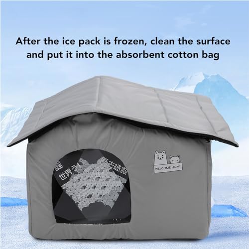 Pet Cooling House,Bite Resistant Oxford Cloth Pet Air Conditioner House with Waterproof Ice Packs Large Dog Shelter Cooling Design Cat House Pet Cave for Kitten Cat Puppy (1)