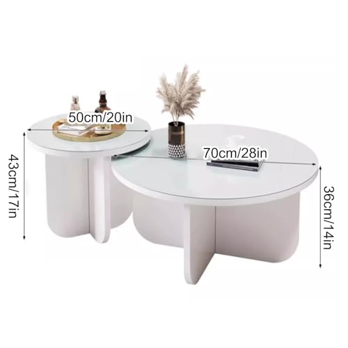 Round Coffee Table Set of 2 End Tables for Living Room, Simple Modern Center Table for Living Room Home Office, for Living Room, Bedroom and Balcony (Size : White+Black), ERQ668