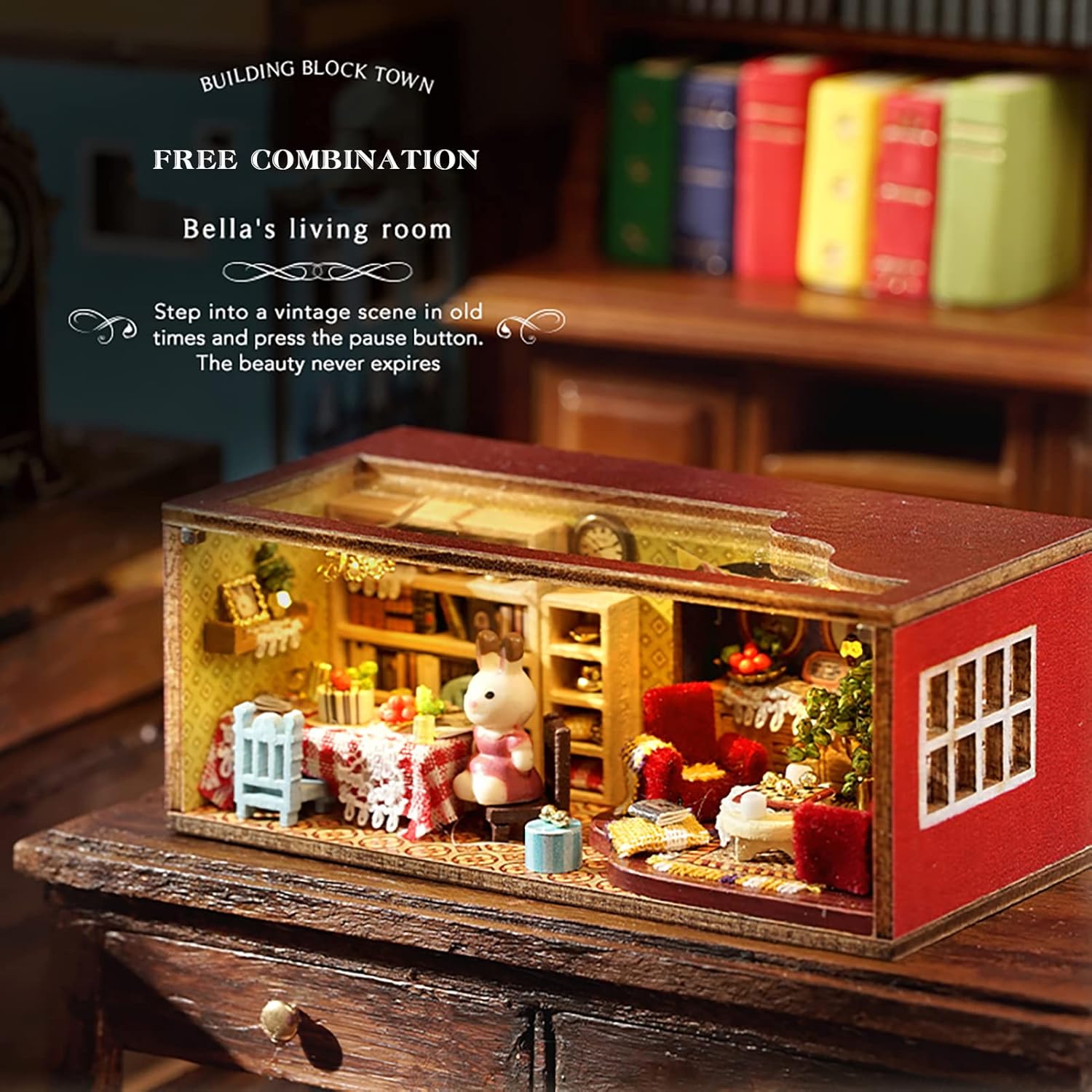 Spilay DIY Miniature Dollhouse Kit with Wooden Furniture,1:24 Scale Mini House Creative Gift for Women Girl Friend Lover QH01