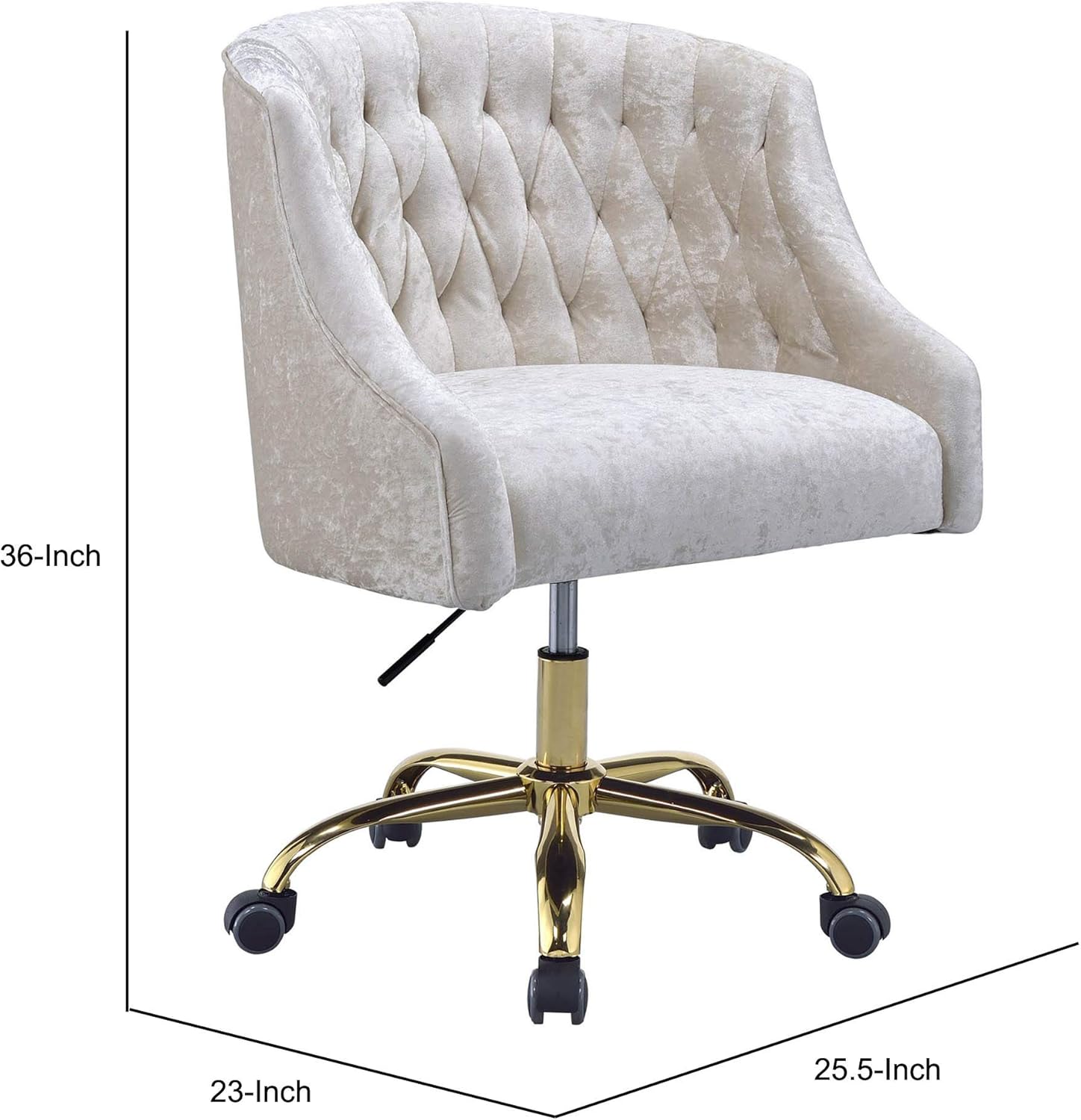 Acme Levian Tufted Velvet Upholstered Office Chair in Vintage Cream and Gold