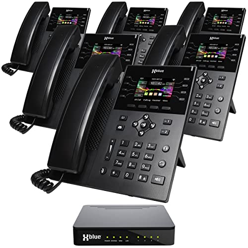 Xblue QB System Bundle with 4 IP9g IP Phones Including Auto Attendant, Voicemail, Cell & Remote Phone Extensions & Call Recording, Black, (QB1004)
