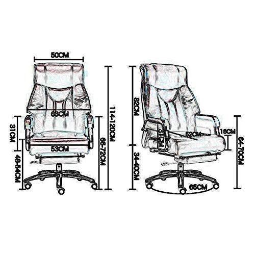 Executive Recline Faux Leather Chair, High Back Reclining Recliner Swivel Computer Desk Study Retractable Footrest arm Chair Padded Office Chair