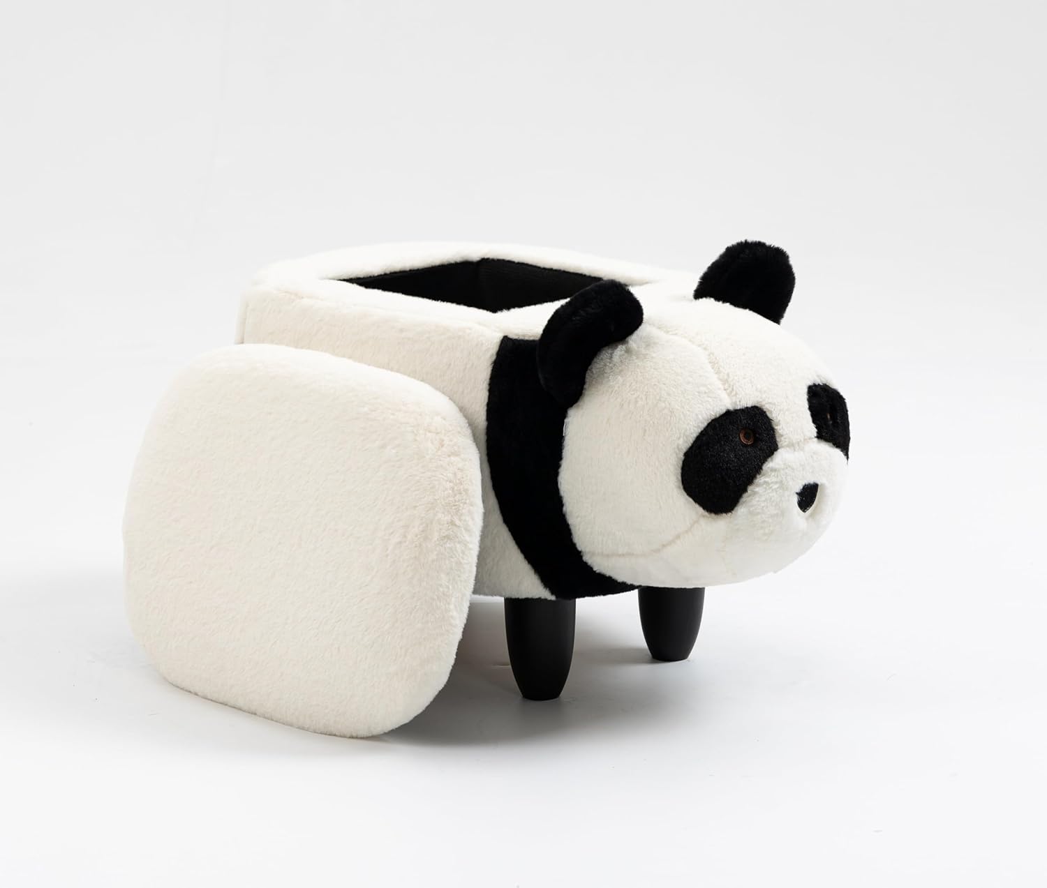 Panda Ottoman for Kids' Bedroom, Playroom, Nursery, and Living Room, Animal Ottoman with Storage, Footstool for Kids, Multi