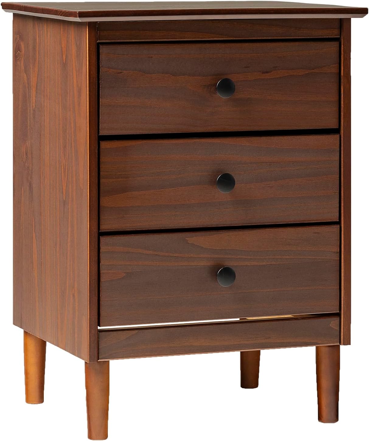 Classic 3-Drawer Solid Wood Nightstand - Walnut