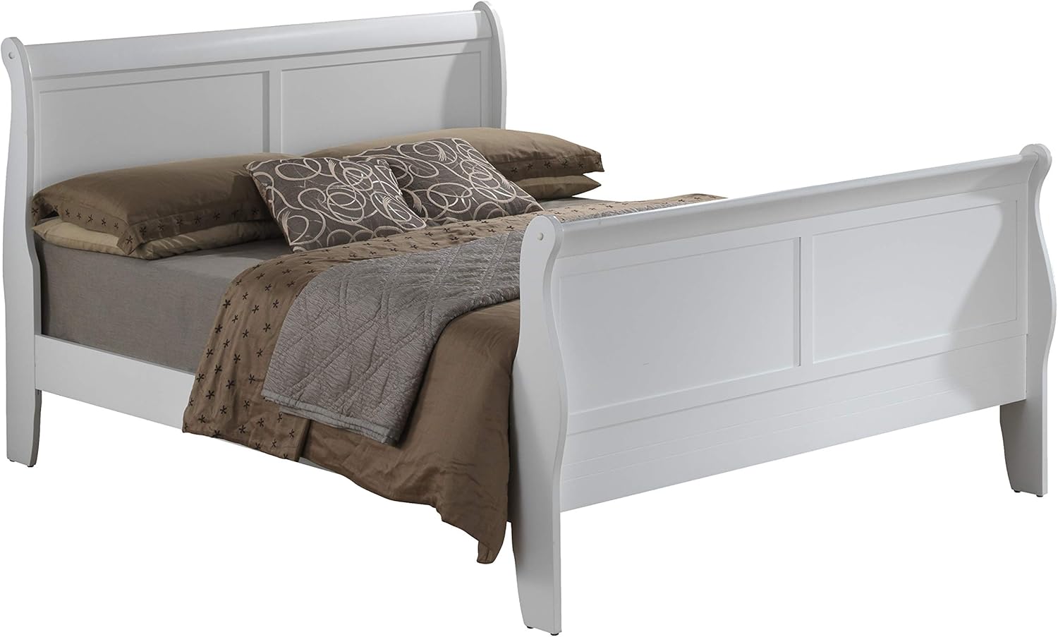 Glory Furniture Louis Phillipe Queen Sleigh Bed in White