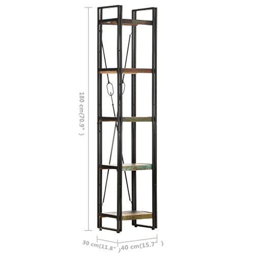 SKM 5-Tier Bookcase Book Shelf for Storing and Displaying Book Collection, Magazines, Documents, Photo Frames and Collectables Solid Wood and Steel Structure 23.6