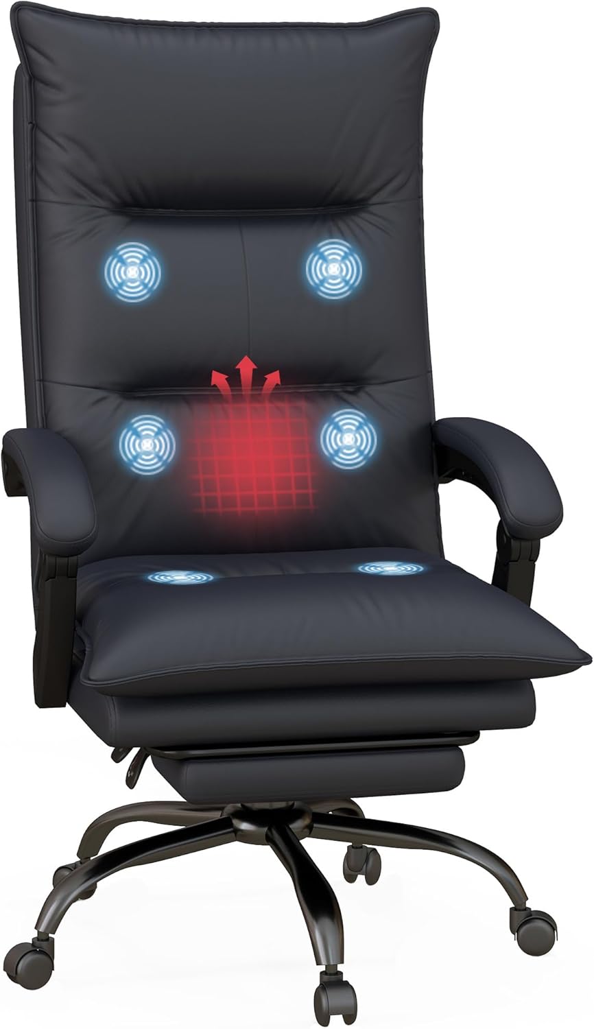 Vinsetto Microfiber Office Chair with Massage, Heat, Footrest, Gray