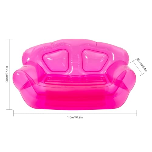 Inflatable Sofa Portable Inflatable Couch Inflatable Double Person Sofa PVC Lounger Sofa Freestanding Blow Up Furniture Inflatable Patio Furniture for Home Yard Lawn Garden Camping (Red)