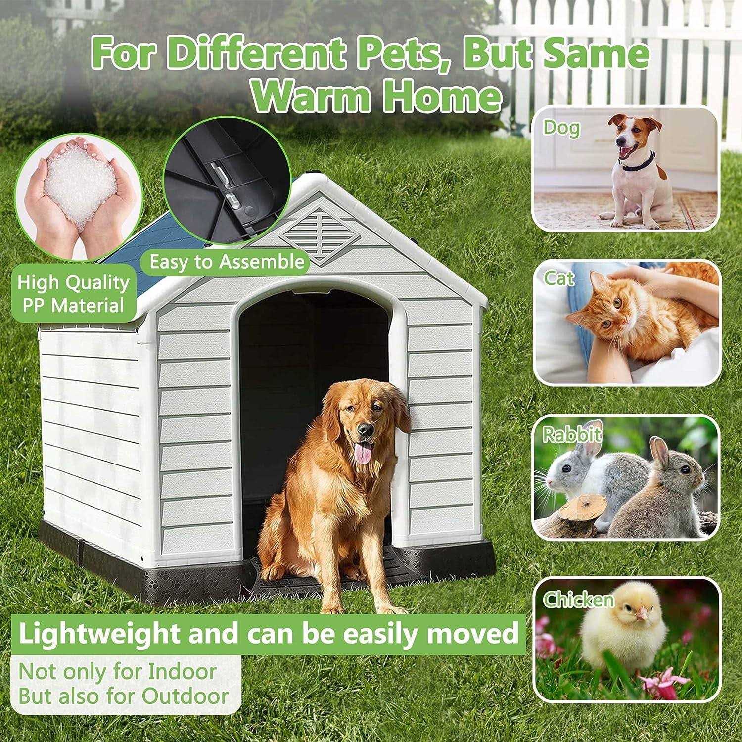 Cl.hpahkl Outdoor Large Dog HouseDurable Waterproof Plastic Dog House , with Vent and Raised Floor Large Dog House - Pet Supplies online store