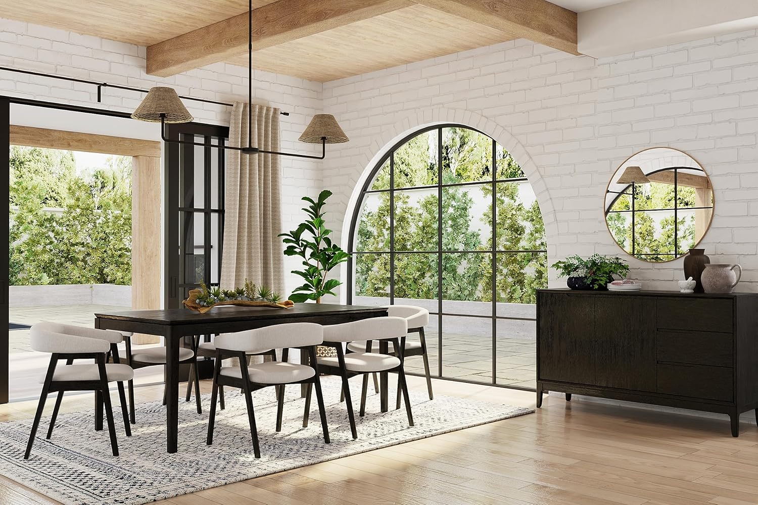 Alpine Furniture Cove Rectangular Solid Wood Dining Table, Black