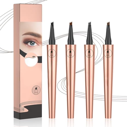 2024 Upgrade Magic Eyebrow Pencil, 3D Waterproof Microblading Eyebrow 4 Tip Microblade Eyebrow Pen, Contouring Pen Long-Lasting Brow Pencils for Women (Dark Brown)