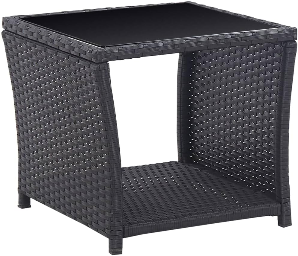 3 Piece Bistro Set, Outdoor Deck Furniture Outdoor Balcony Furniture Lawn Furniture Outdoor Dining Table Suitable for Apartments Patio Resorts Hotels, with Cushions Poly Rattan Black