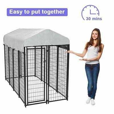 bestpet 8 x 4 x 6 ft dog kennel outdoor dog pen playpen house heavy duty dog crate metal galvanized welded pet animal camping - Pet Supplies online store