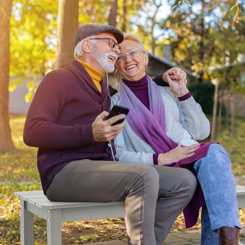 Outdoor Bench, Poly Lumber Weatherproof, 2 Person Patio Benches for Outdoors, Never Rot and Fade Backless Bench, Suit for Garden Park and Porch(Bright Brown)