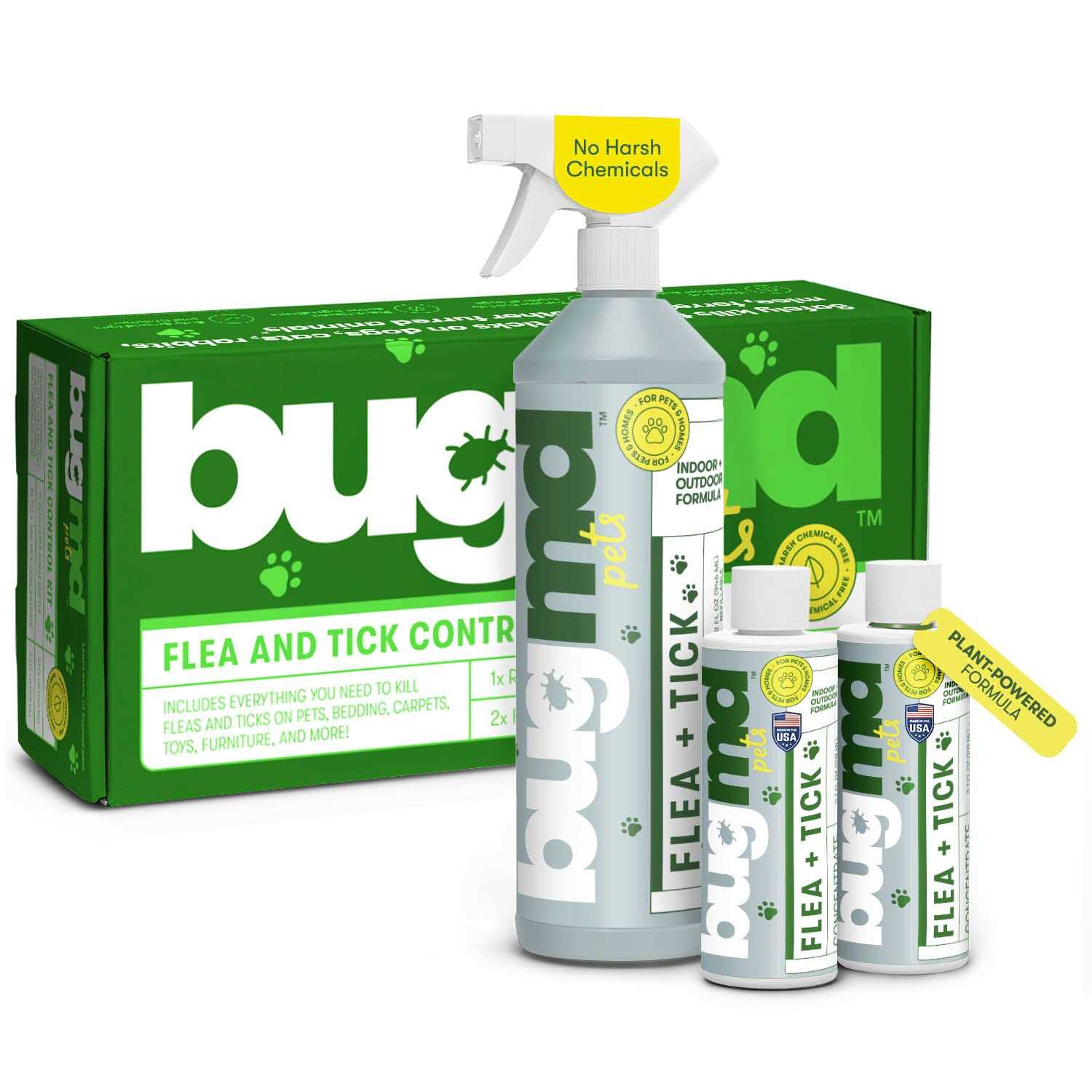 Bugmd Flea and Tick Concentrate Essential Oil-Powered Formula, Controls Fleas, Ticks, Mites in Dogs, Cats, and Other Furred - Pet Supplies online store