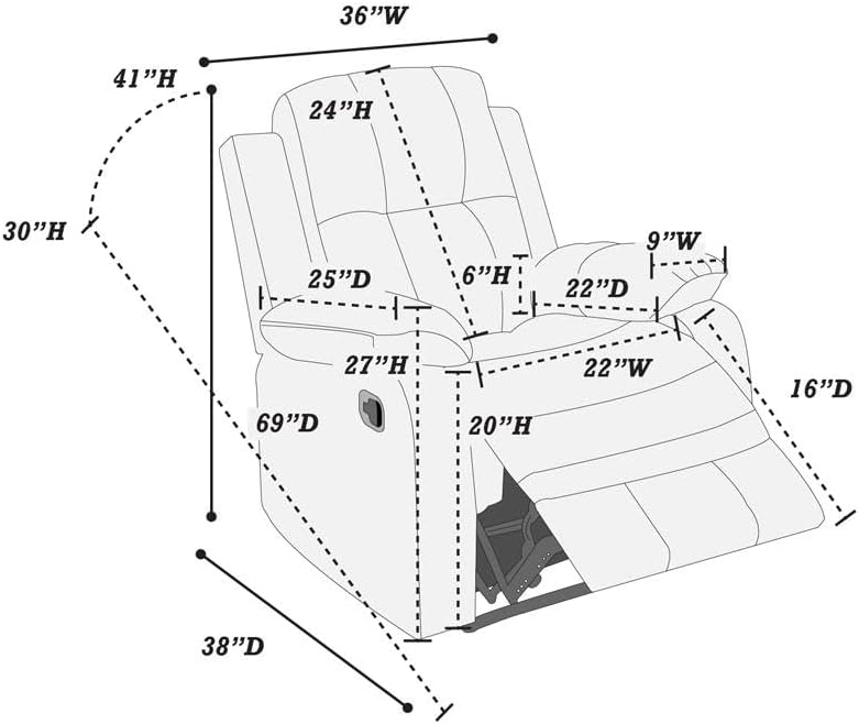 Elegant Modern Ebony Color Microfiber Motion Recliner Chair 1pc Couch Manual Motion Plush Armrest Tufted Back Living Room Furniture