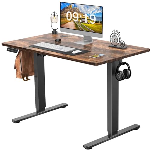 INMOZATA Electric Standing Desk Adjustable Height, Memory Height Adjustable Work Table with Headphone Hook, 40 x 24 Inches Sit Stand Up Desk for Home Office & Computer Workstation, Black