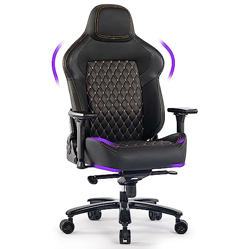 Big and Tall Gaming Chair 440LBS Gaming Chair with Metal Base Memory Foam Lumbar 4D Adjustable Armrest Gaming Chair for Heavy People Ergonomic High-Back Computer Chair