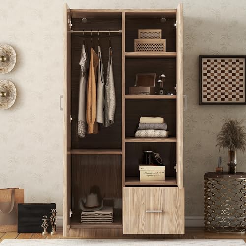 SOFTSEA 2 Door Wardrobe Closet with Drawer, 71