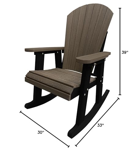 DuraWeather Poly® Adirondack Porch Rocker - Mahogany (Wood Grain) on Black