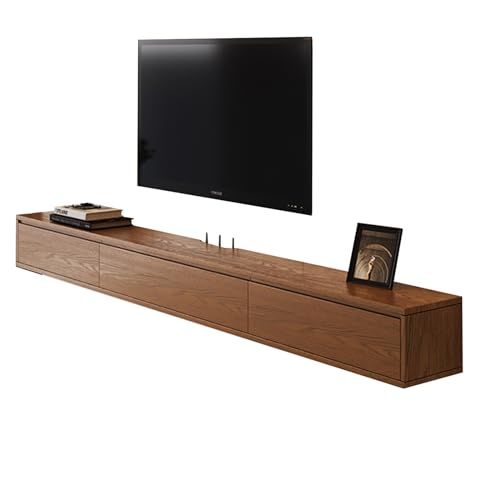 Floating TV Stand Wall Mount, 47.2/63in Solid Wood Entertainment Center TV Storage Shelf for Living Room, Wall Mounted TV Cabinet Media Console Unit with 2 Drawers Easy to Clean (Color : B, Size : 1