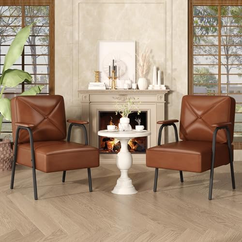 Lamerge Mid Century Modern Chair, Accent Chair with Armrest, Leisure Chair Reading Chair for Lounge, Living Room, Bedroom, Reception Room, Black