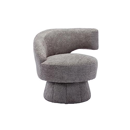 Donext 360 Degree Swivel Cuddle Barrel Accent Chairs, Round Armchairs with Wide Upholstered, Fluffy Fabric Chair for Living Room, Bedroom, Office, Waiting Rooms Navy right
