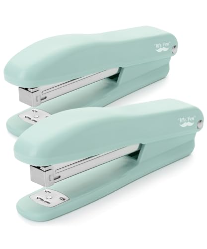 Mr. Pen- Staplers for Desk, 2 Pack with 200 Staples, 20 Sheet Capacity, Green, Office Stapler, Desk Stapler, Stapler with Staples, Stapler Set