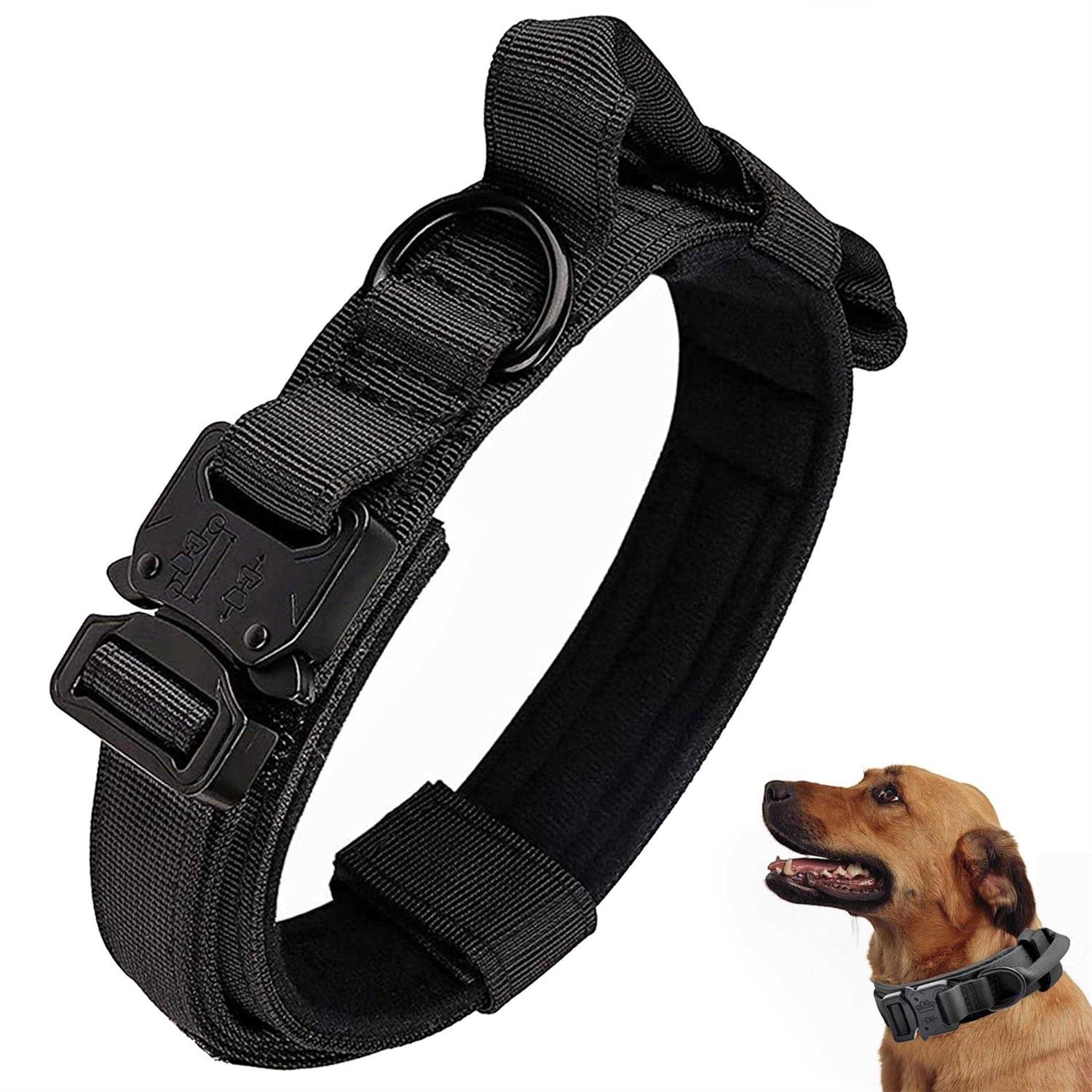 Tactical Dog Collar, Adjustable Military Training Nylon Dog Collar with Control Handle and Heavy Quick-Release Metal Buckle for Small Medium Large - Pet Supplies online store