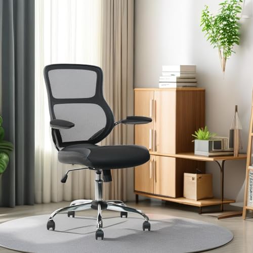 CLATINA Office Computer Desk Chair，Ergonomic High Back Mesh Rolling Work Swivel Task Chairs with Wheels and Arms for Home Bedroom Study Dorm Student Adults (Black) Set of 2