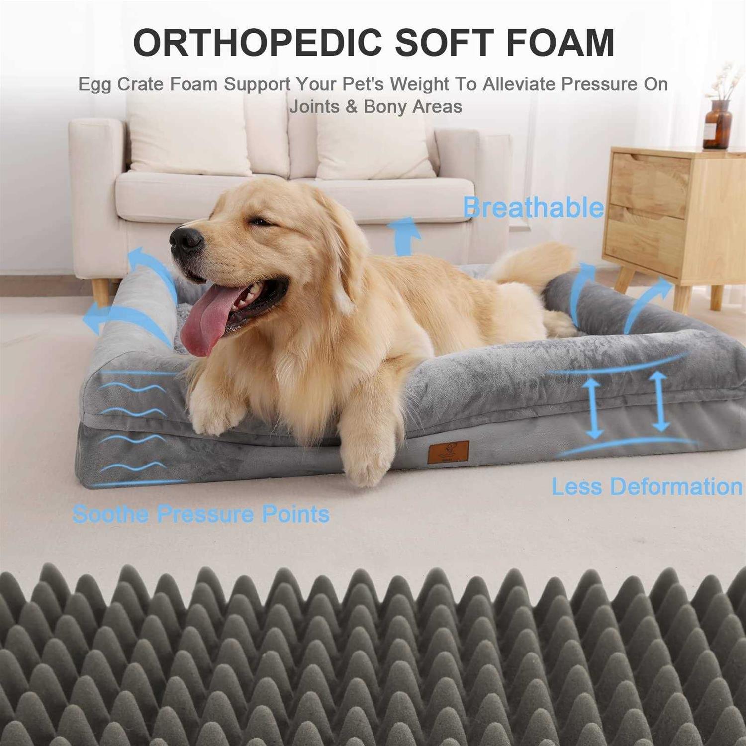 Yiruka Dog Bed Orthopedic Washable Dog Bed with Removable Cover - Pet Supplies online store