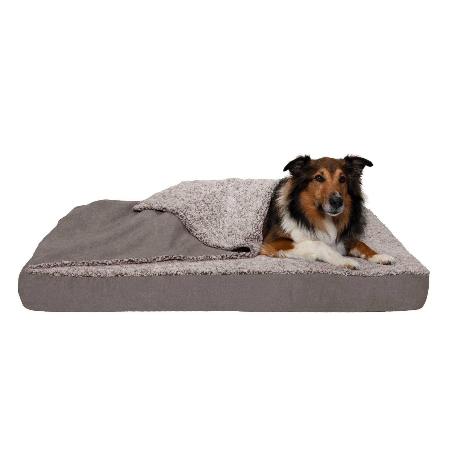 FurHaven Berber & Suede Blanket Top Top Dog Bed - Pet Supplies online store