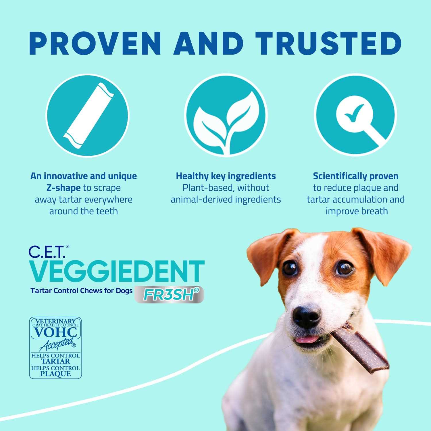 Virbac C.E.T. VeggieDent FR3SH Tartar Control Chews for Dogs - Pet Supplies online store