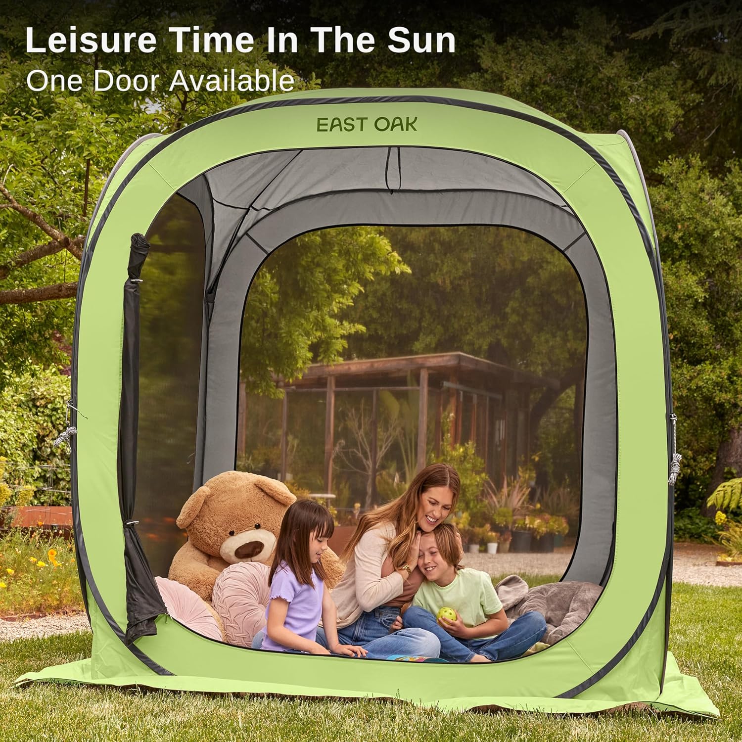 EAST OAK Screen House Tent Pop-Up, Portable Screen Room Canopy Instant Screen Tent 6 x 6 FT with Carry Bag for Patio, Backyard, Deck & Outdoor Activities, Light Green
