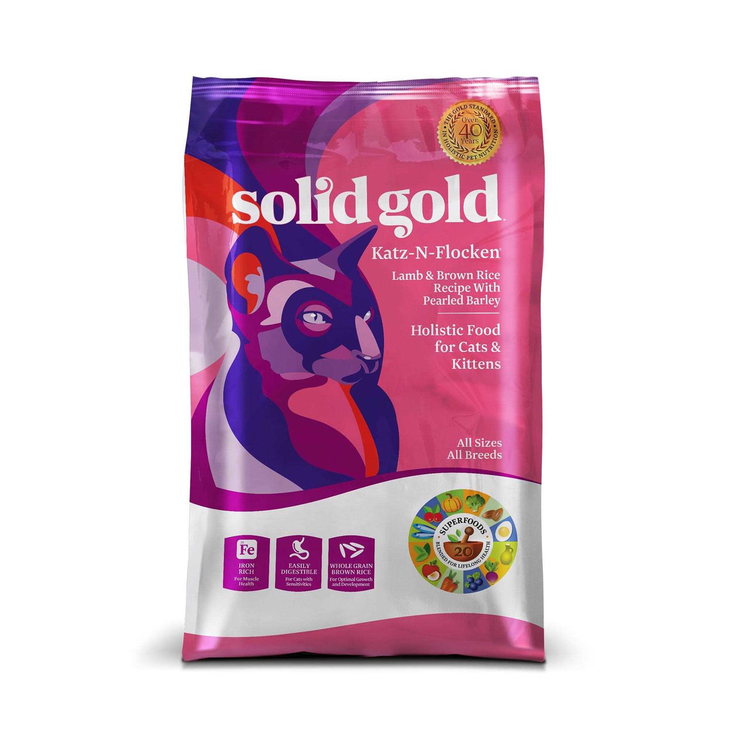 Solid Gold Katz-N-Flocken Lamb & Brown Rice Dry Cat Food - Pet Supplies online store