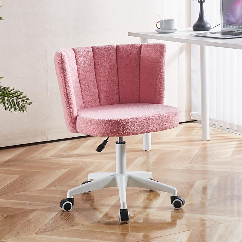 Home Office Chairs, Swivel Vanity Chair, Fluffy Fuzzy Comfortable Makeup Vanity Chair, Vanity Chair With Back, Chair for Vanity Desk Armless for Home, Bedrooms, Office, Study, Student, Dressing Room