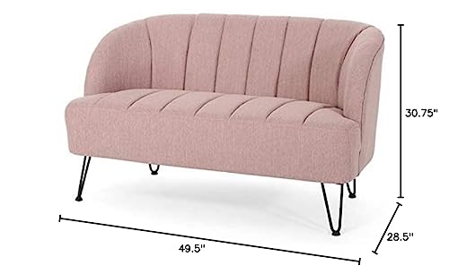 GDFStudio Modern Fabric Loveseat with Hairpin Legs, Light Gray