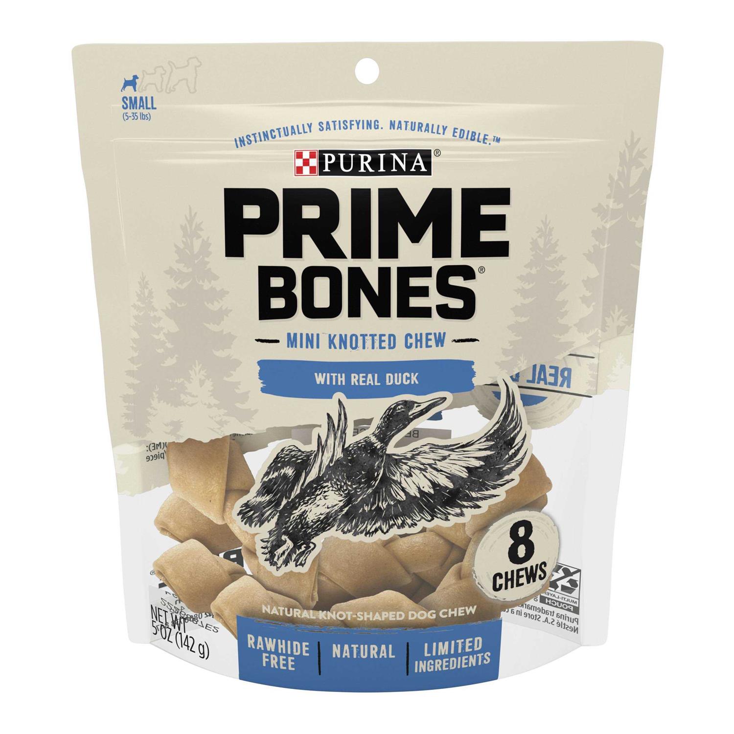 Purina Prime Bones Mini Knotted Chews Rawhide Free Natural Dog Treats - Pet Supplies online store