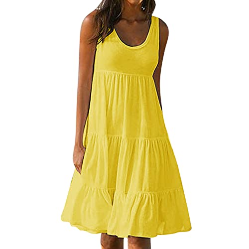 Mini Dresses for Women Summer Flowy Swing Dress Sleeveless Tank Dress Babydoll Dress Vacation Boho Dress